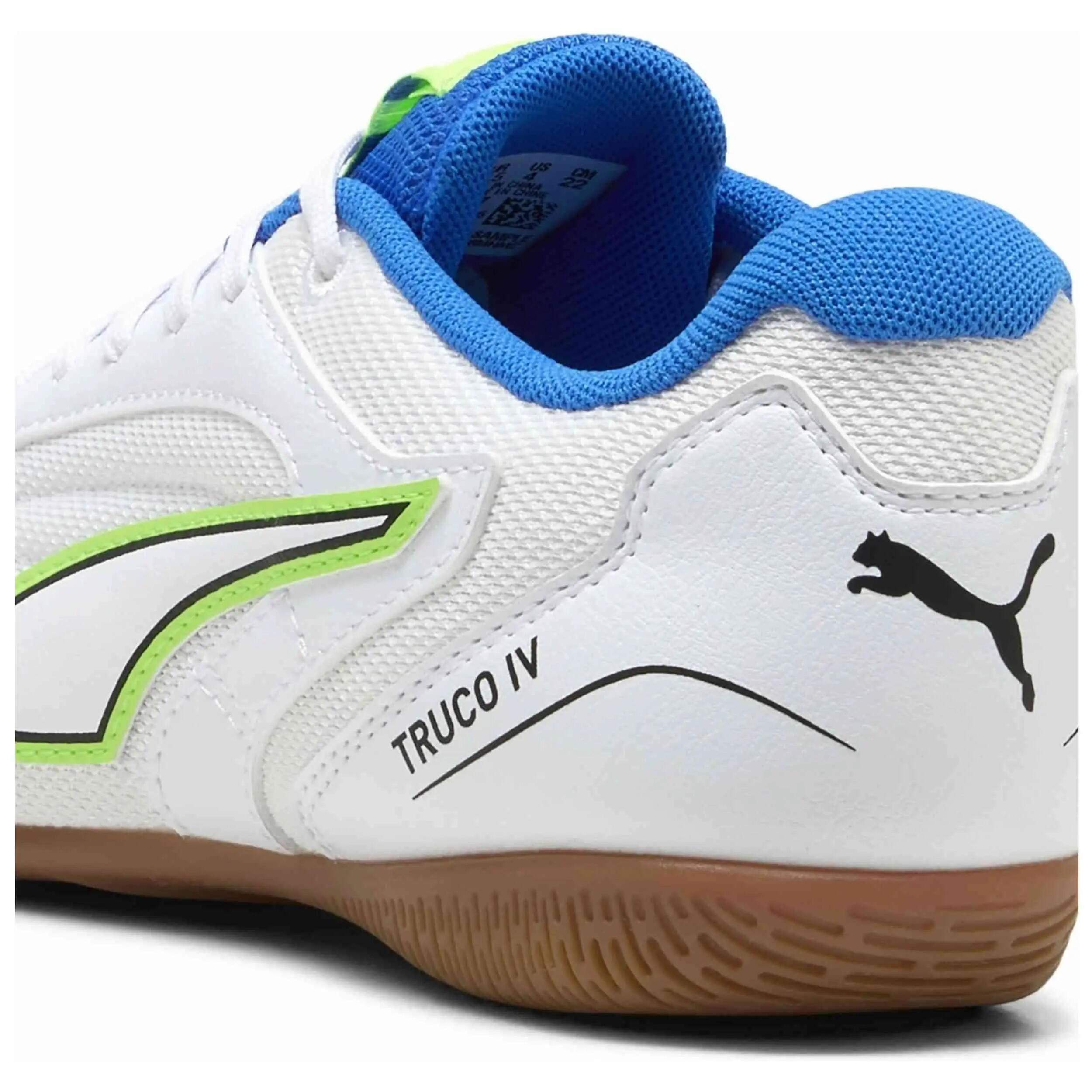Botas de futbol Puma modelo Truco IV "PUMA White-Green Glare-U para niños unisex 3/5