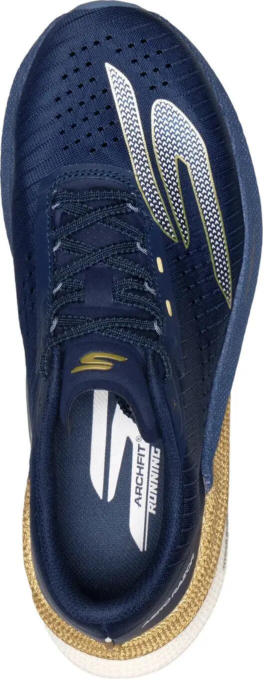 Skechers Aero Razor Running Shoes, Blue/Gold, Women's 3/5