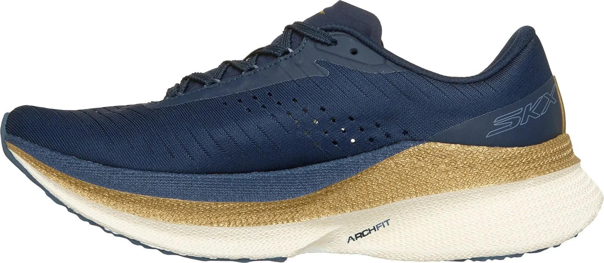 Skechers Aero Razor Running Shoes, Blue/Gold, Women's 2/5