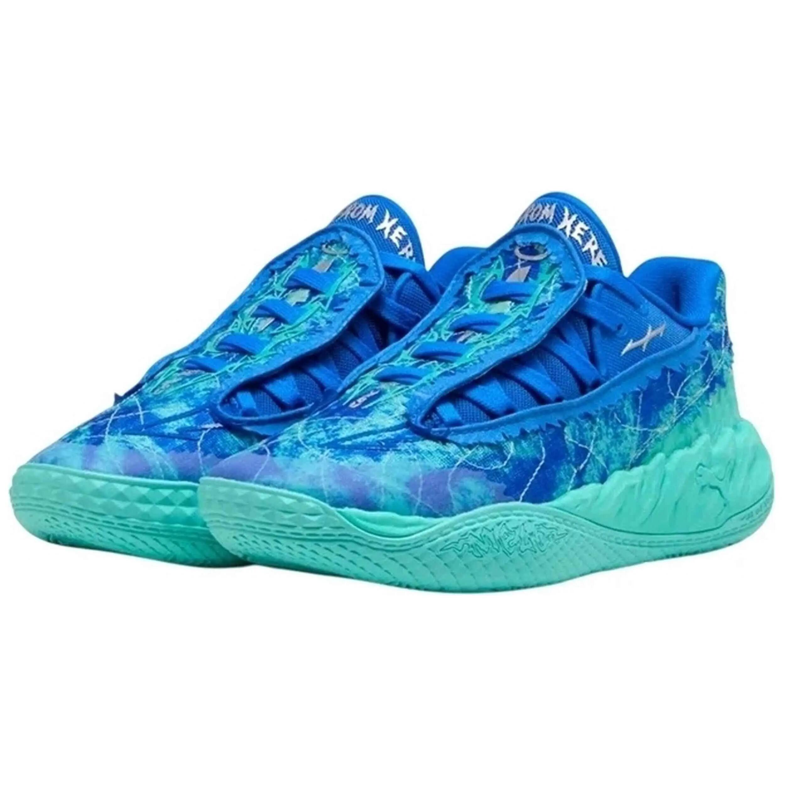Basketbalschoenen Puma model MB.05 "Team Bank Blue Mint" voor unisex jongens 4/5
