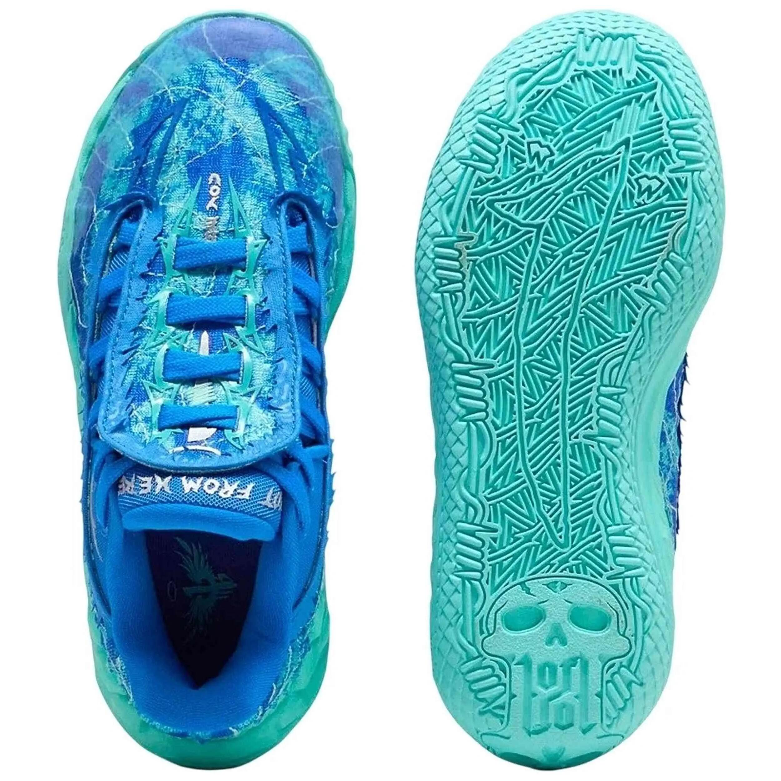 Basketbalschoenen Puma model MB.05 "Team Bank Blue Mint" voor unisex jongens 3/5