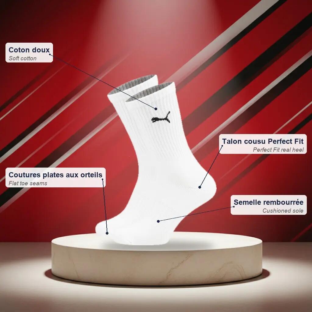 Meias Unissexo PUMA Pack 6 Pares - Algodão Macio, Salto Cosido 5/7