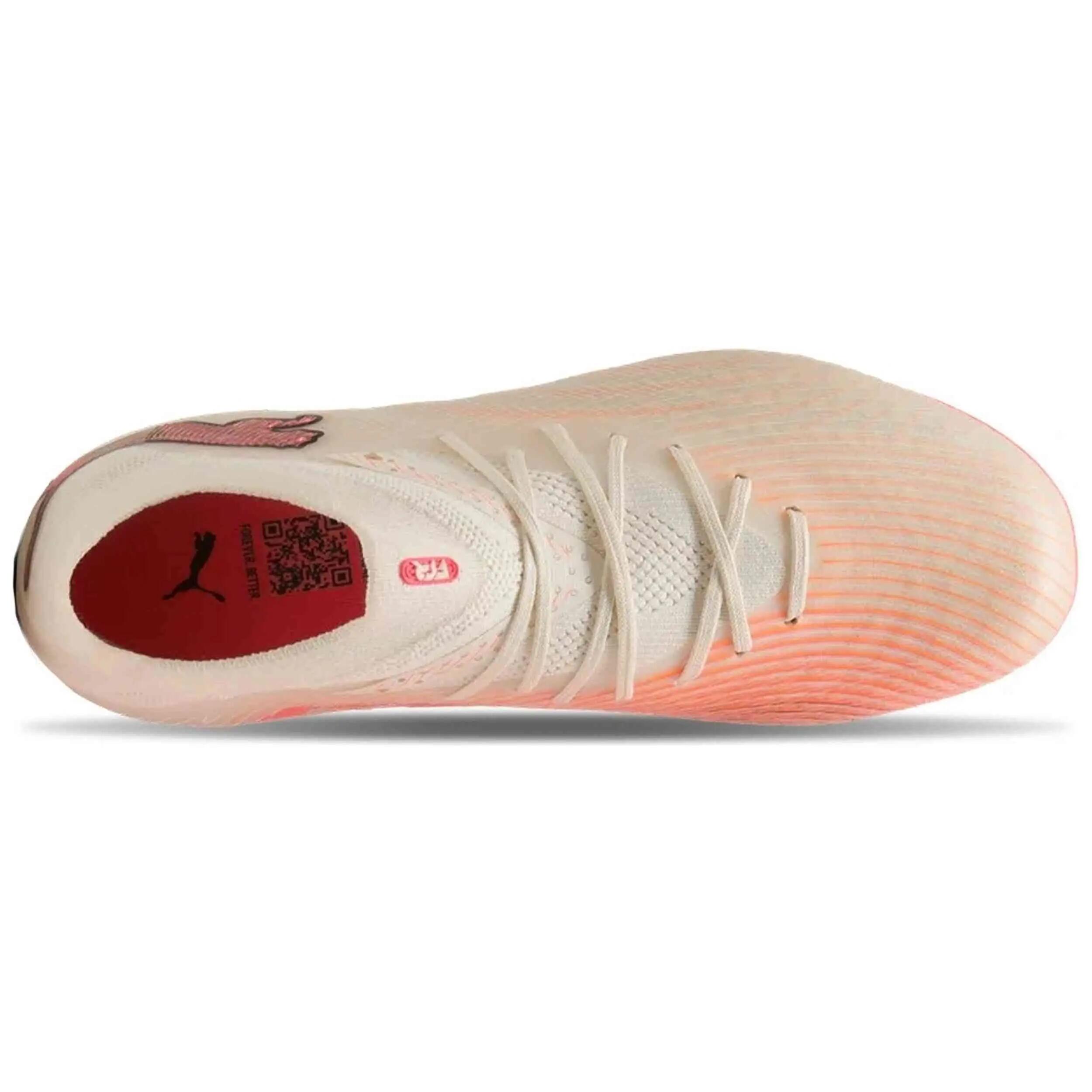 Chuteiras Puma modelo Future 9 Pro FG/AG Jr "Sugared Almon para crianças unissex 4/5