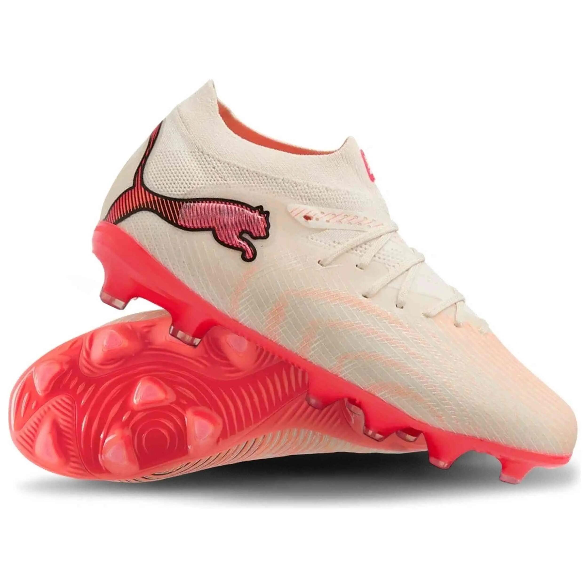 Chuteiras Puma modelo Future 9 Pro FG/AG Jr "Sugared Almon para crianças unissex 3/5
