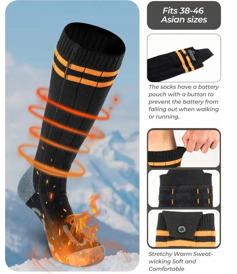 Podgrzewane skarpety unisex Rockbros z akumulatorem 5000mAh 2/4