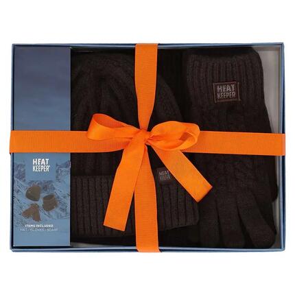Coffret Cadeau Femme - Bonnet + Tour de Cou + Gants - Beige chiné