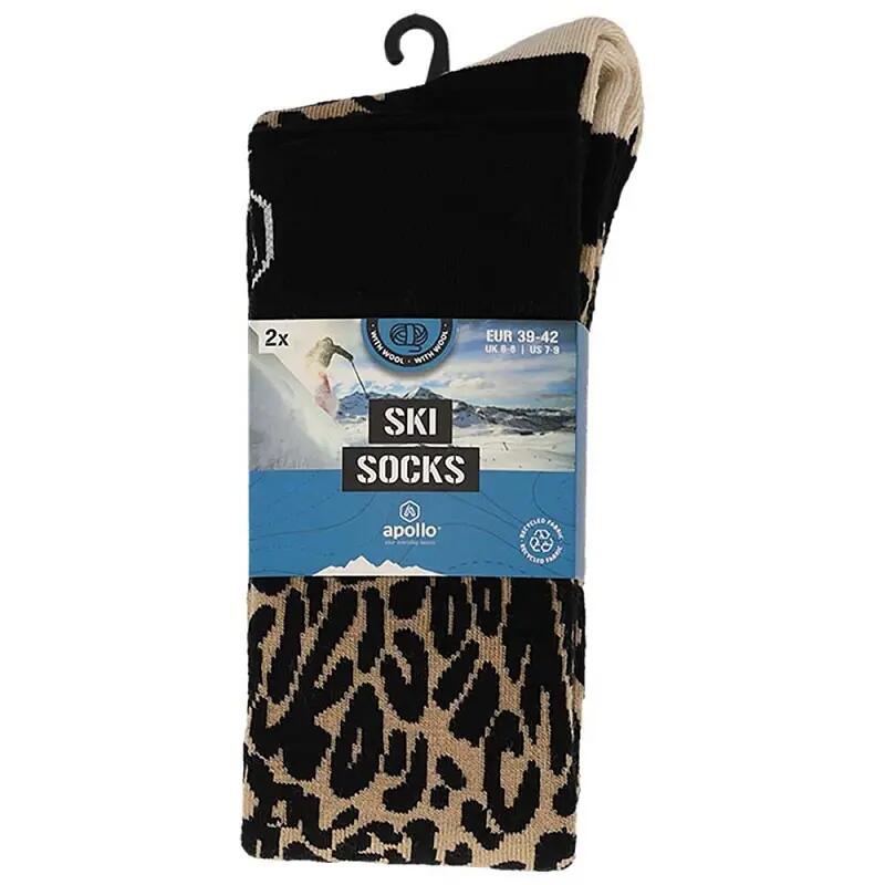 Skisocken Kniehoch - 2 Paar - Beige Panther-Print 5/5