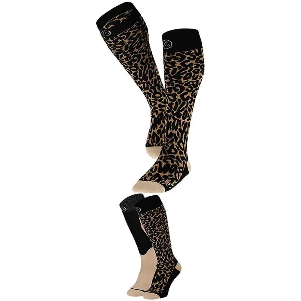 Skisocken Kniehoch - 2 Paar - Beige Panther-Print 4/5