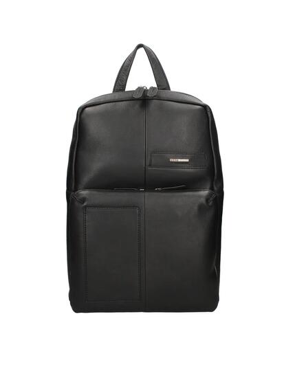 Sac à Dos Momo Design Noir Cuir Véritable Fermeture Zip 30x40x13 cm
