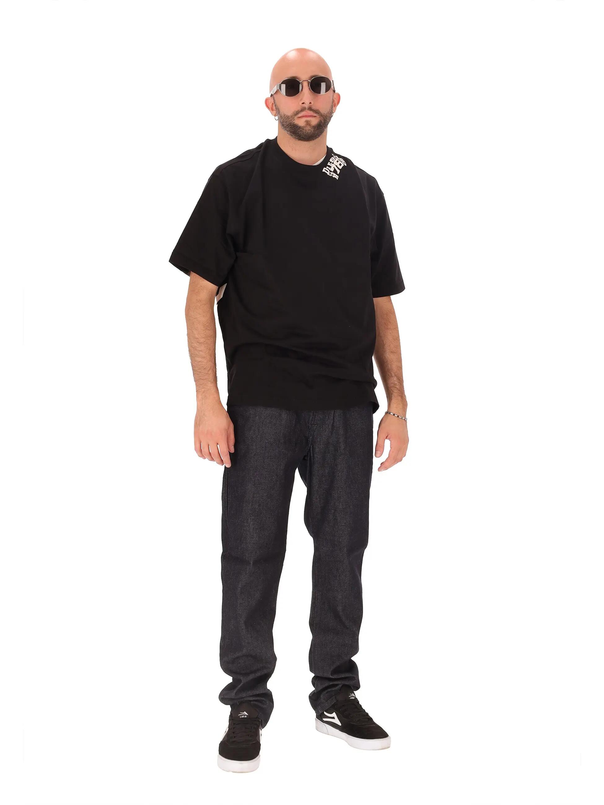 Pantaloni Diesel negru barbati Lyocell Bumbac inchidere fermoar casual