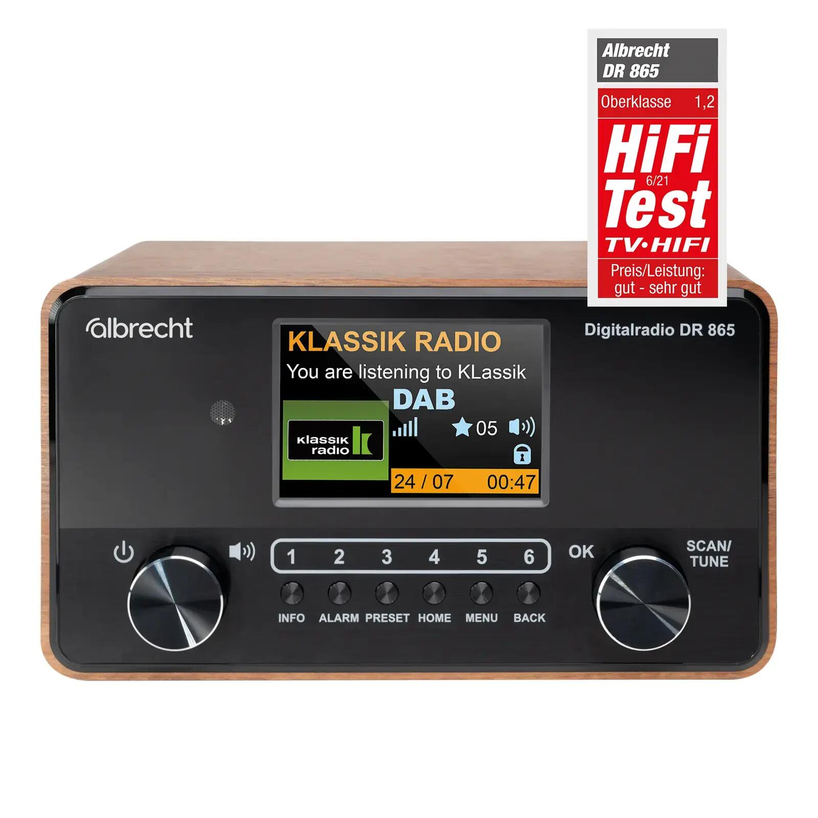 Radio DAB+ FM senior grosses touches écran couleur 4" Bluetooth Albrecht DR 865 8/9