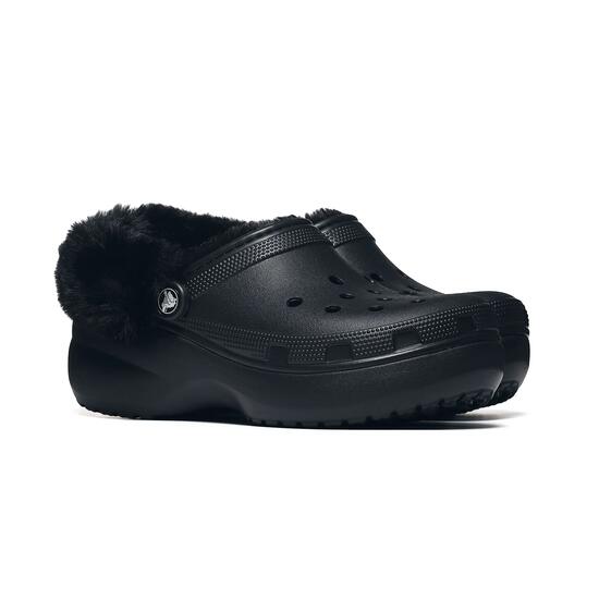 Damskie chodaki Crocs CLASSIC PLATFORM FUZZ LINED CLOG 212854-001