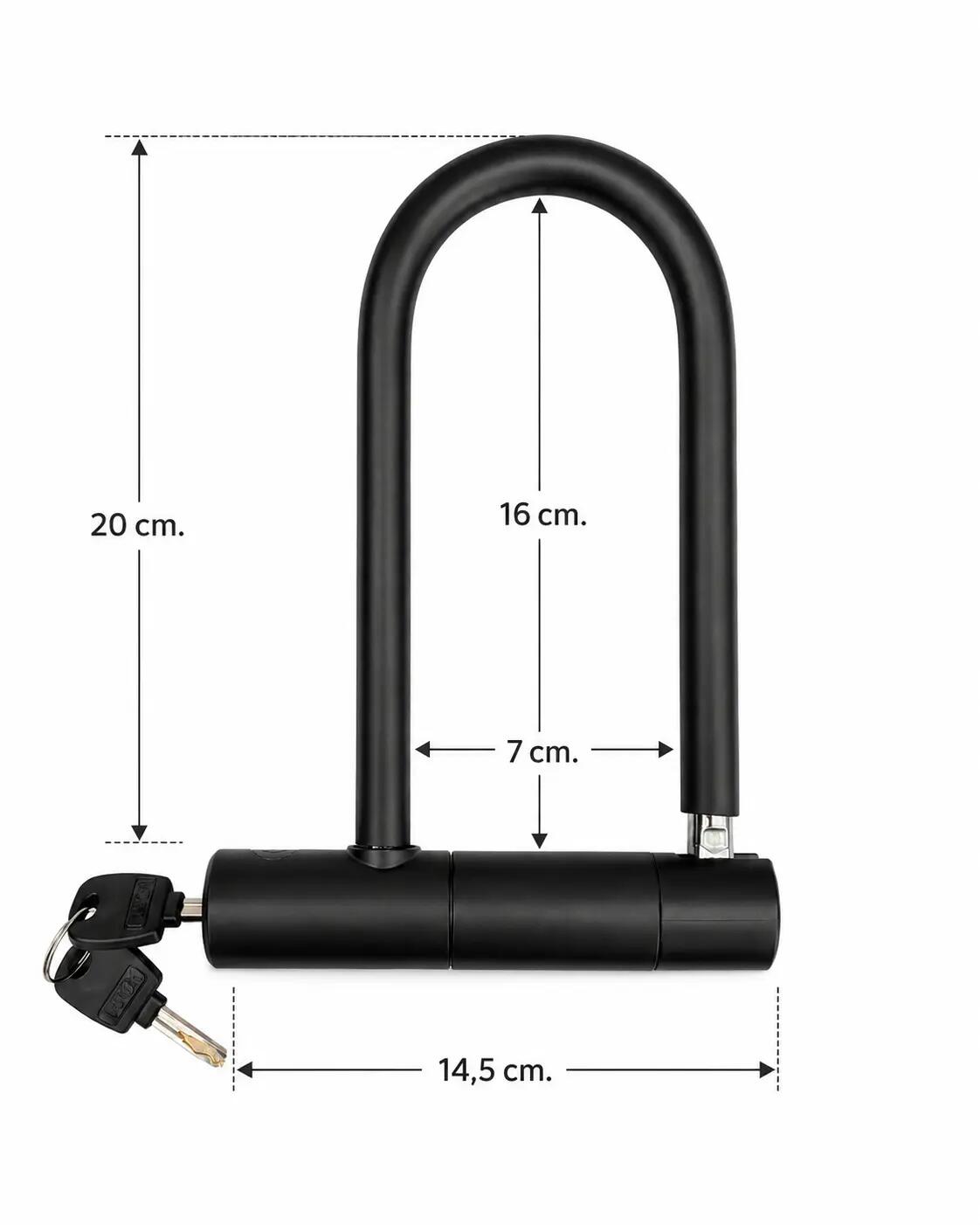 Lucchetto a U Antifurto Bici e Monopattino con 2 Chiavi 20 cm U-Lock 2/7