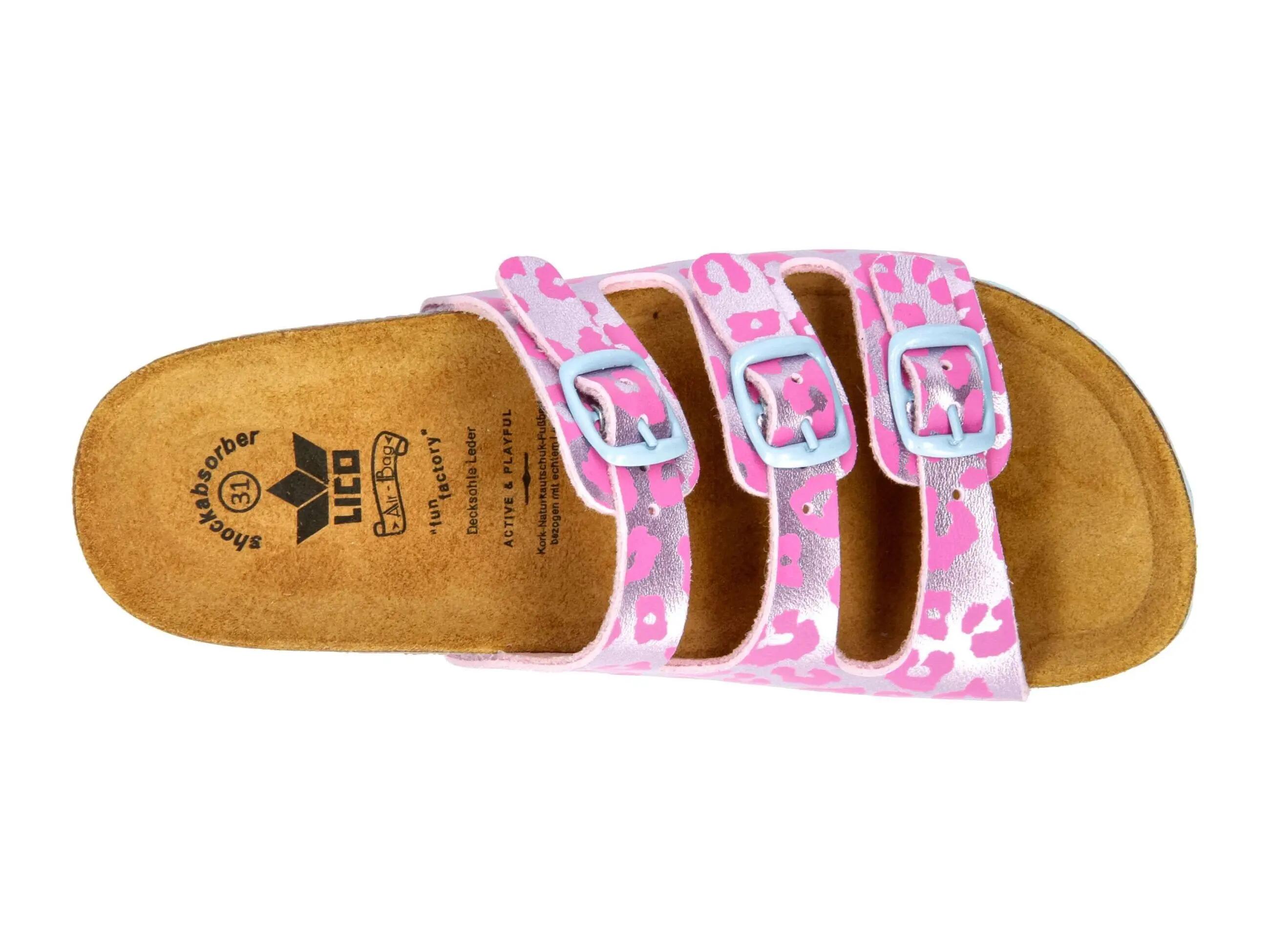 Muiltjes - Sport - Meisjes - LICO Bioline - 3 verstelbare gespen - roze 5/6