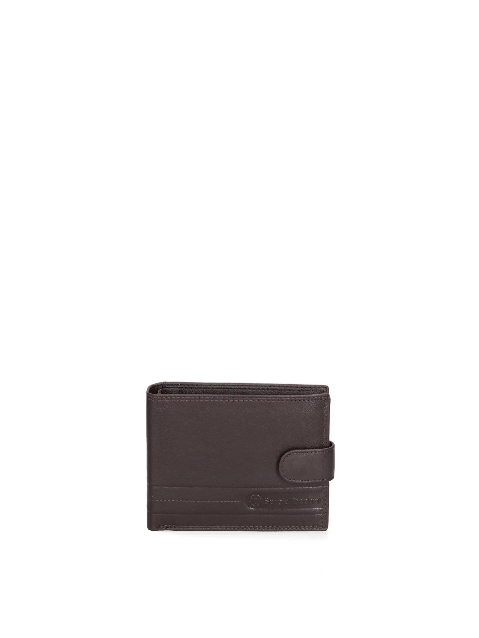 Portofel bărbat Sergio Tacchini piele naturală negru cu clapă cu buton