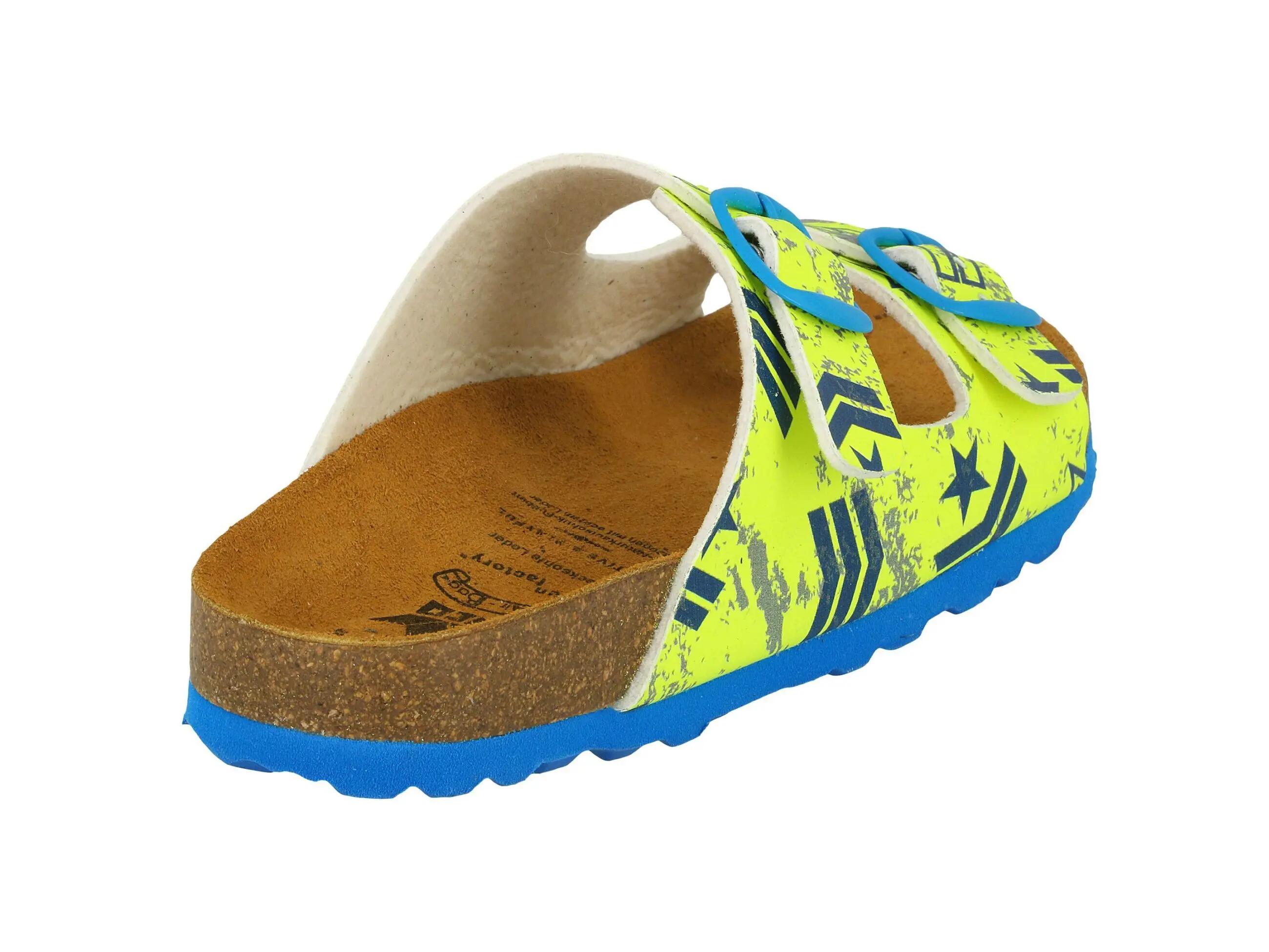 Kids’ sport mules with adjustable buckles, Bioline Top, fluorescent acid yellow 4/6