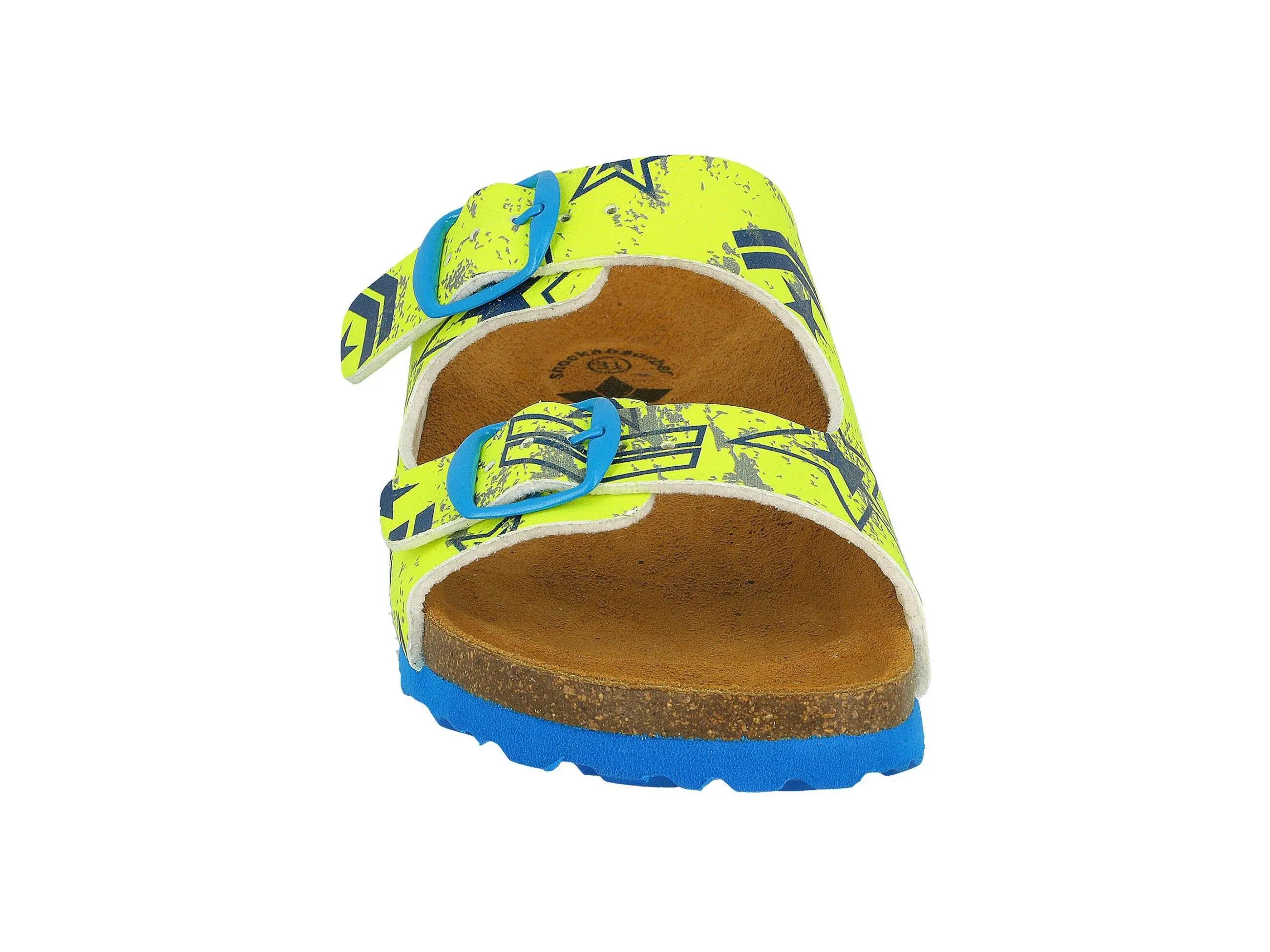 Kids’ sport mules with adjustable buckles, Bioline Top, fluorescent acid yellow 3/6
