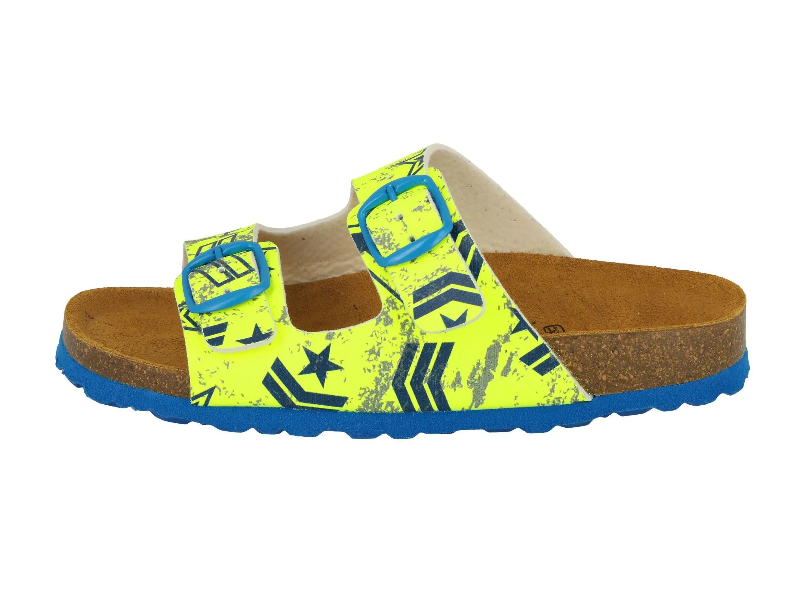 Kids’ sport mules with adjustable buckles, Bioline Top, fluorescent acid yellow 2/6