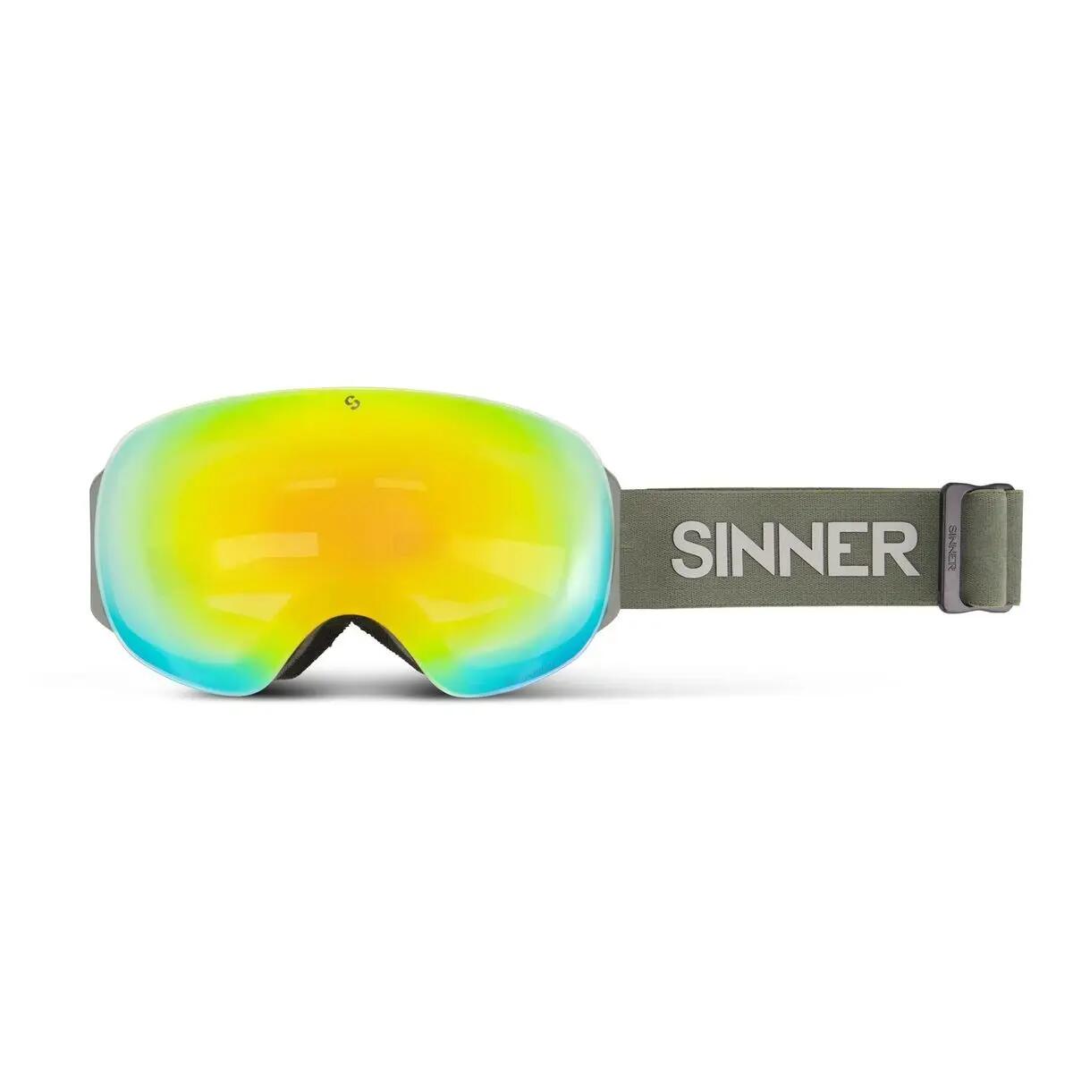 Sinner AVON Skibril + Extra Oranje S1 Lens - Mat Mosgroen/Blauw 2/5