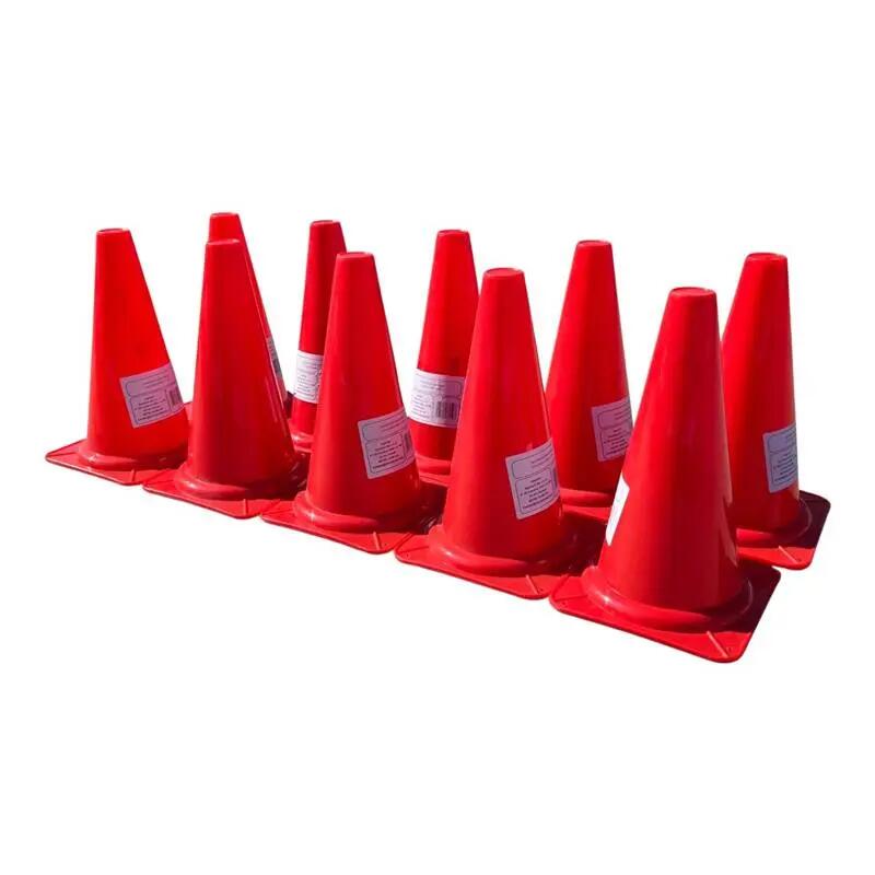 Set 10 conuri antrenament Sportech 30 cm, PVC flexibil, rosu