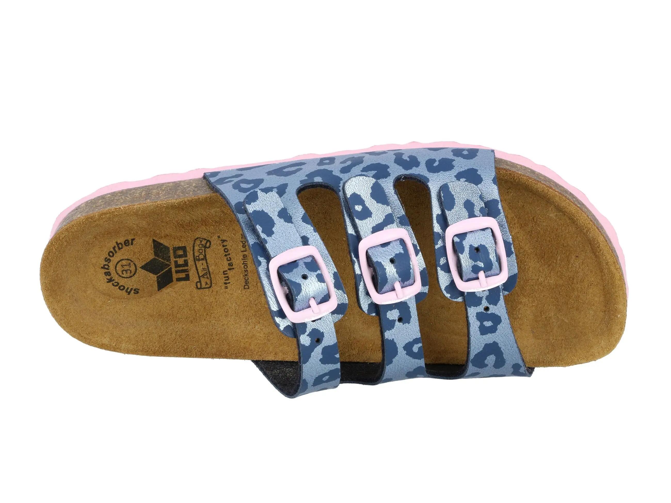 Kinder - pantolette - 3 verstellbare schnallen - bioline - blau 5/6