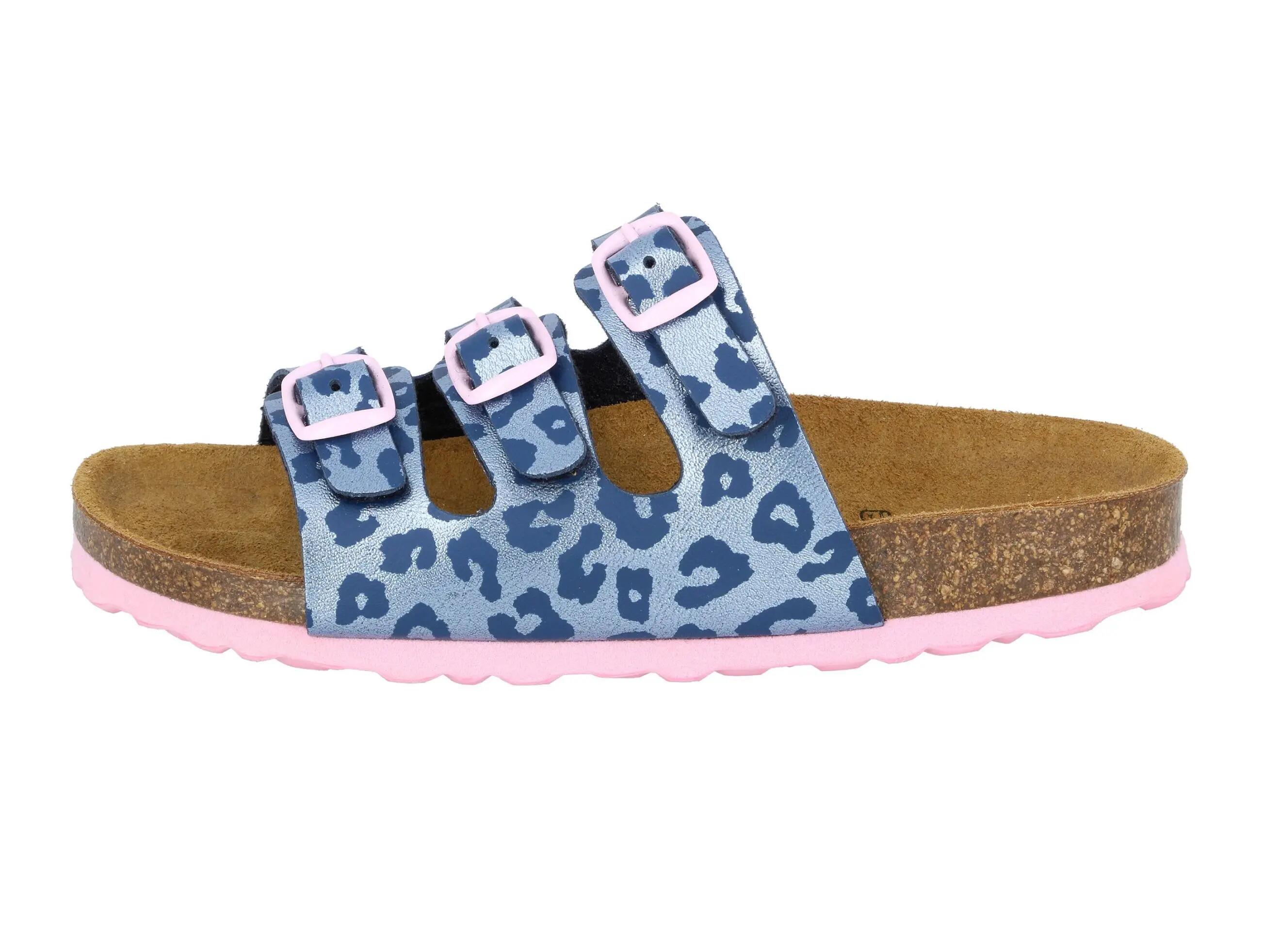Kinder - pantolette - 3 verstellbare schnallen - bioline - blau 2/6