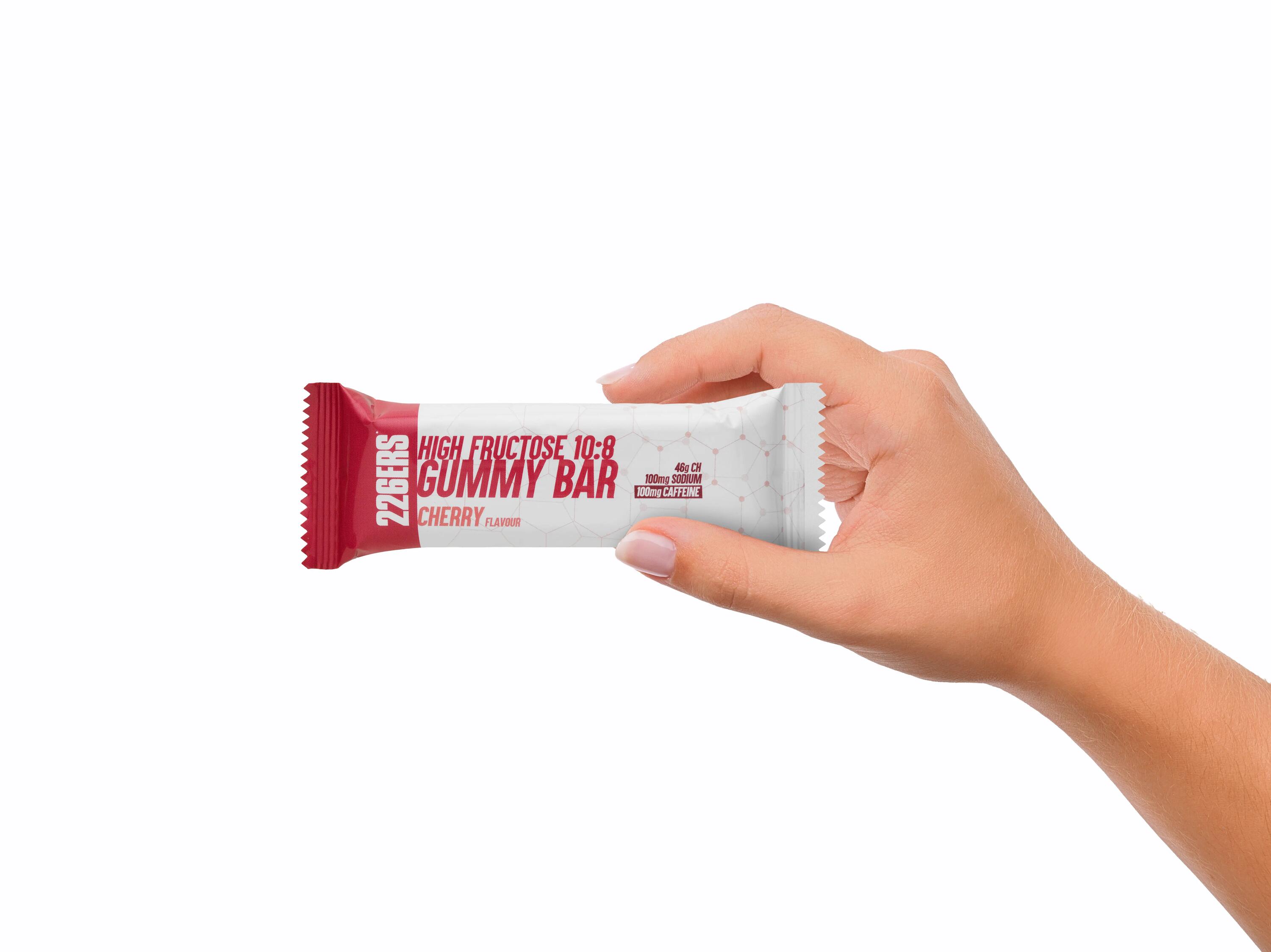 HIGH FRUCTOSE GUMMY BAR 60g CAFFEINE 100mg CHERRY 6/7