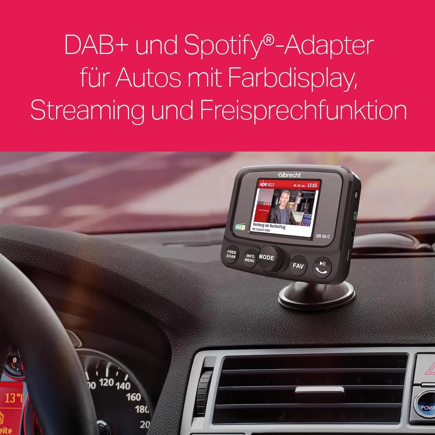 Adaptateur DAB+ voiture camping-car transmetteur FM Bluetooth Albrecht DR 56 C 5/6