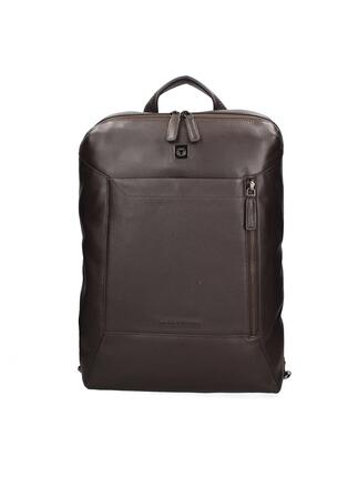 Sac à Dos Homme Cuir Véritable Marron Foncé - Fermeture Zip et Poches Organisées