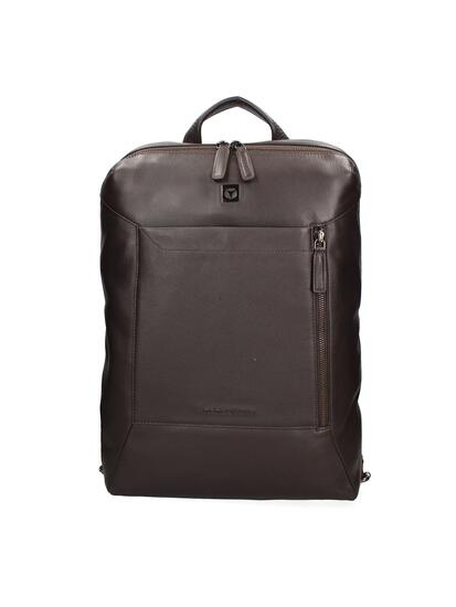 Sac à Dos Homme Cuir Véritable Marron Foncé - Fermeture Zip et Poches Organisées