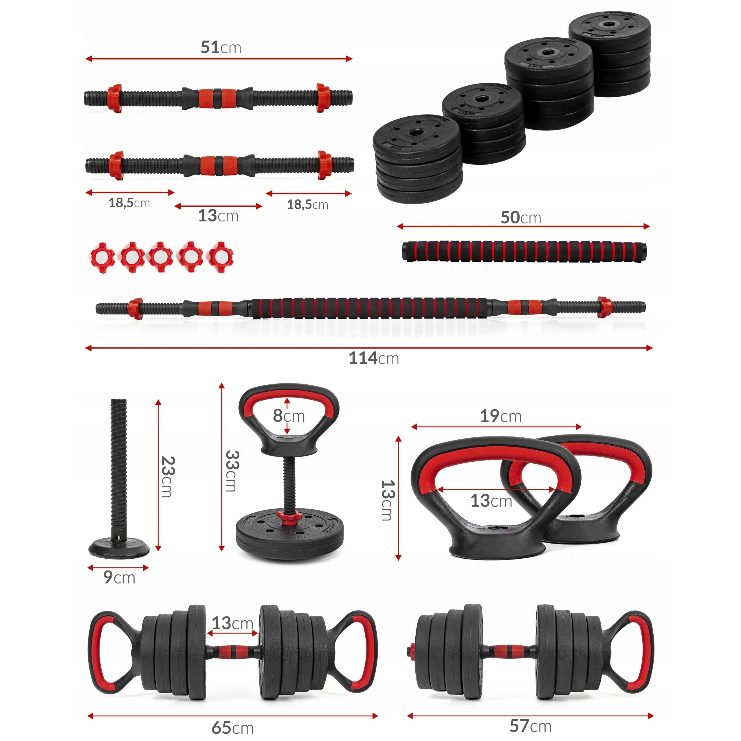 Hantle regulowane 6w1 sztanga kettlebell pompki Sapphire SG-1115K 2x15kg 8/8