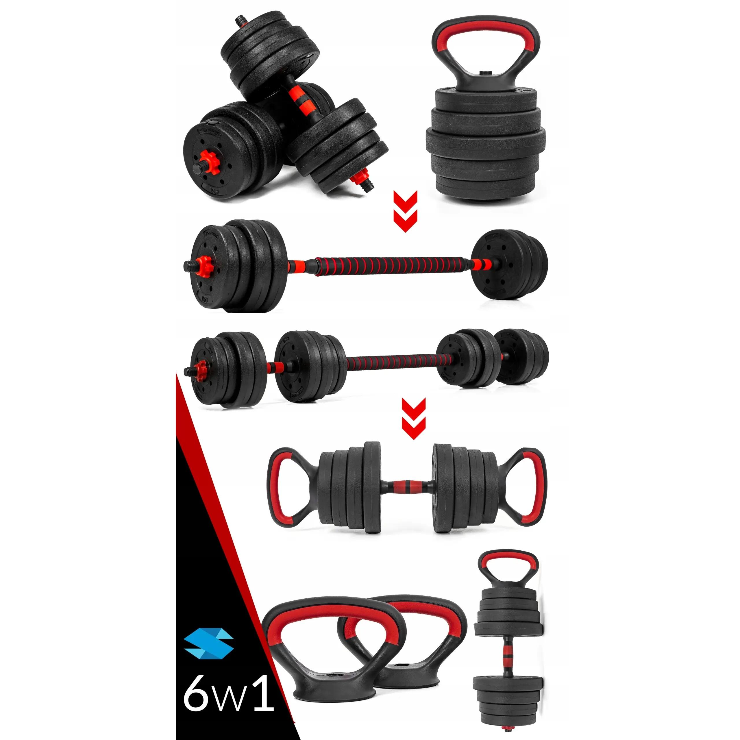 Hantle regulowane 6w1 sztanga kettlebell pompki Sapphire SG-1115K 2x15kg 2/8