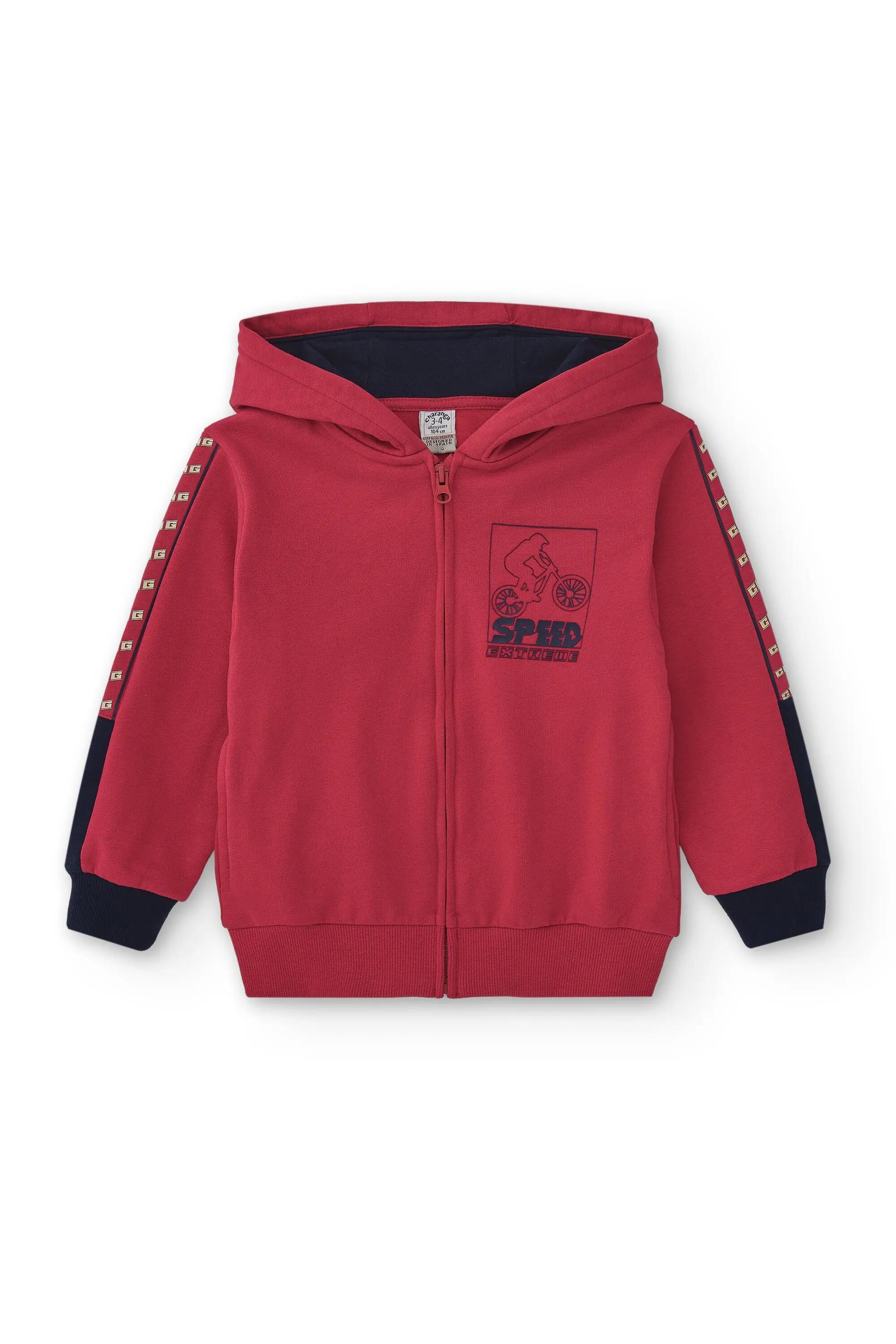 Sudadera con capucha niño roja con cremallera Speed 2/5