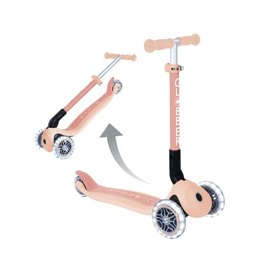 Trottinette 3 roues JUNIOR FOLDABLE LIGHTS ESSENTIAL - Pêche
