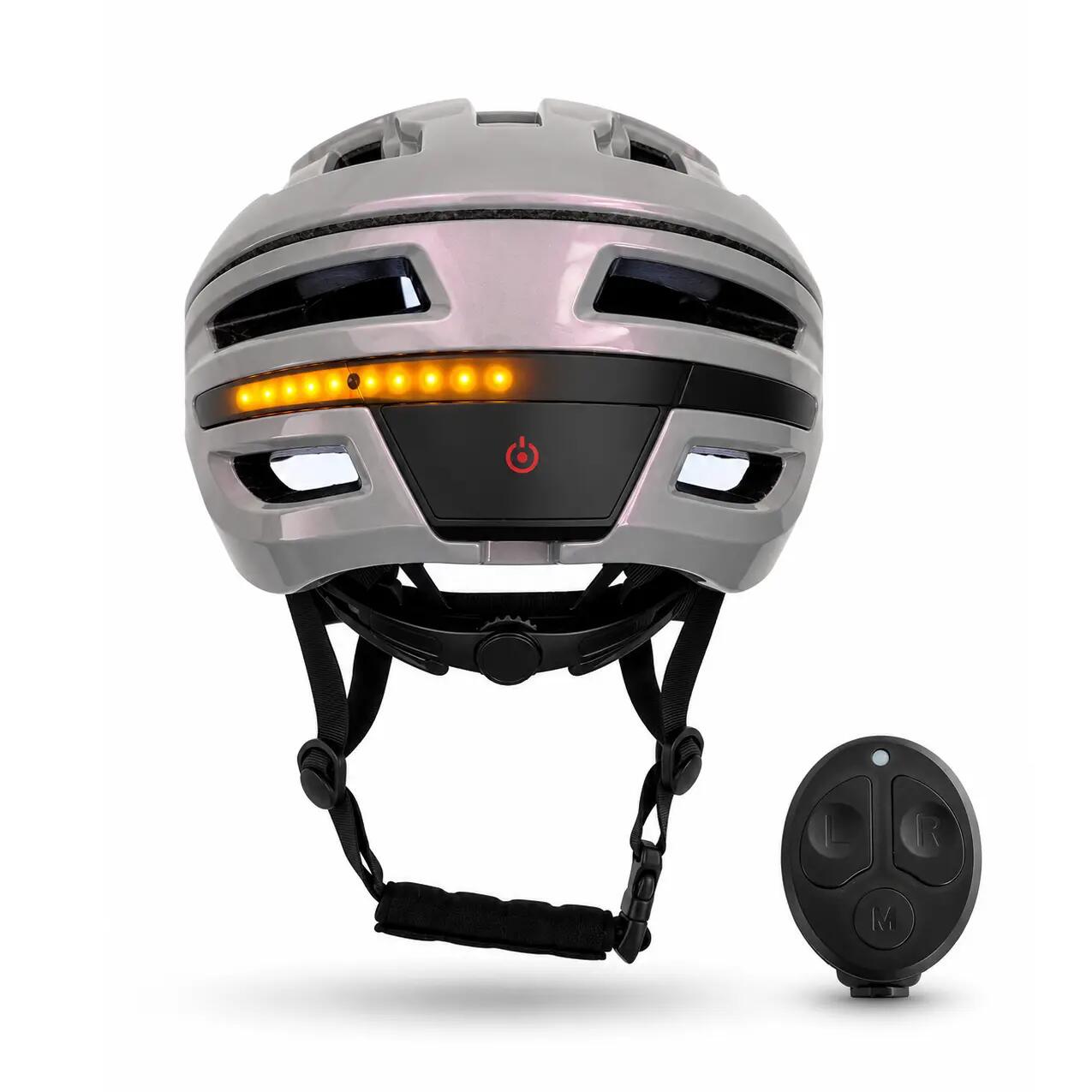 Fietshelm met Richtingsaanwijzers Parelmoer LED Verlichting 5/8