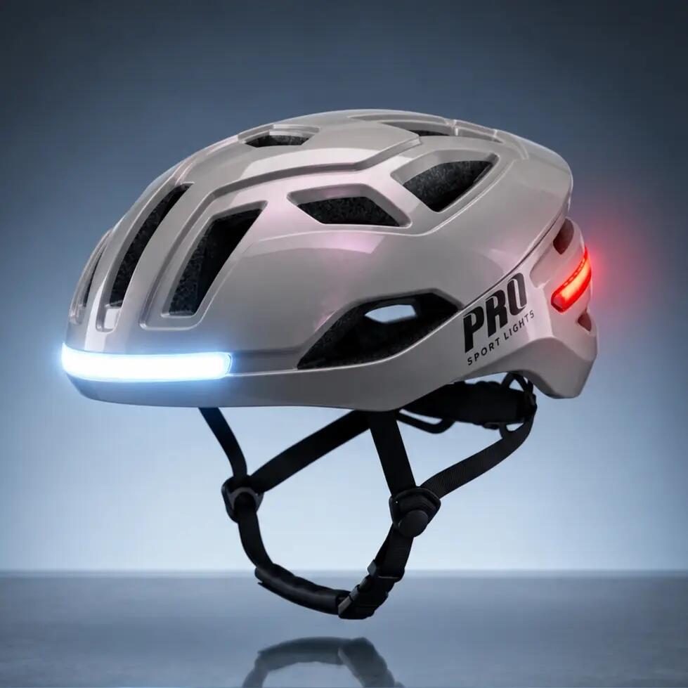 Fietshelm met Richtingsaanwijzers Parelmoer LED Verlichting 2/8