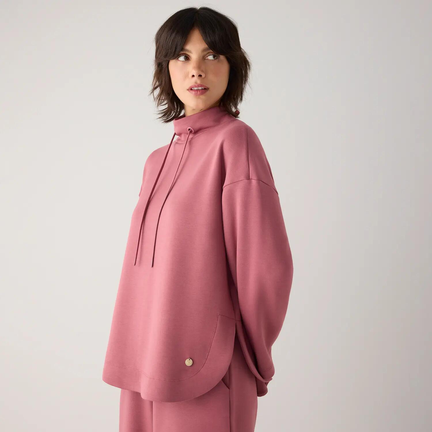 Jersey afelpado cuello alto con cordones rosa 7/7