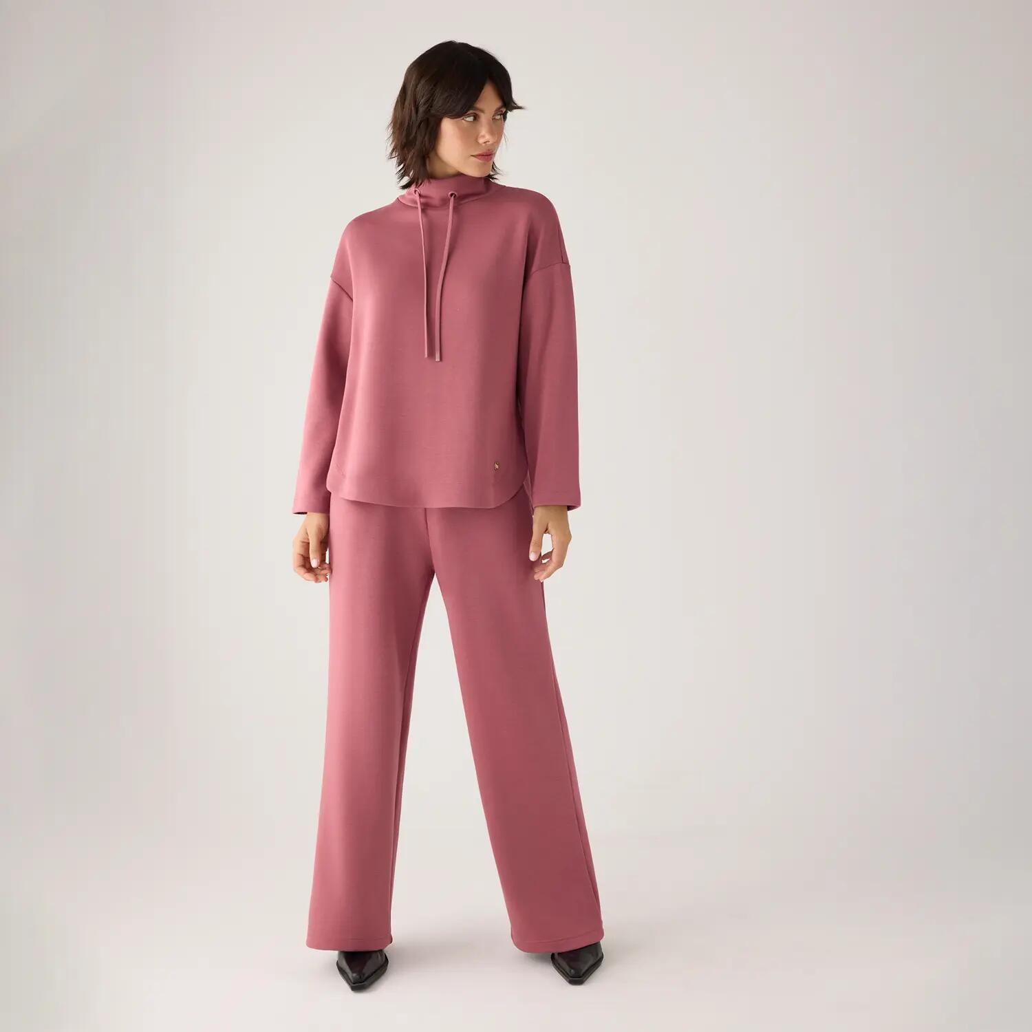 Jersey afelpado cuello alto con cordones rosa 2/7