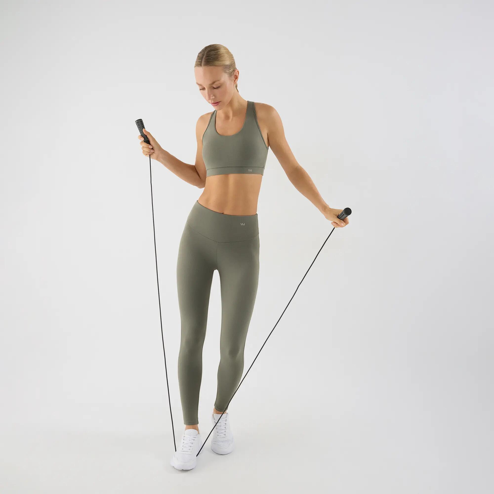 Leggings deportivos de tiro alto tacto algodonero verde 5/6