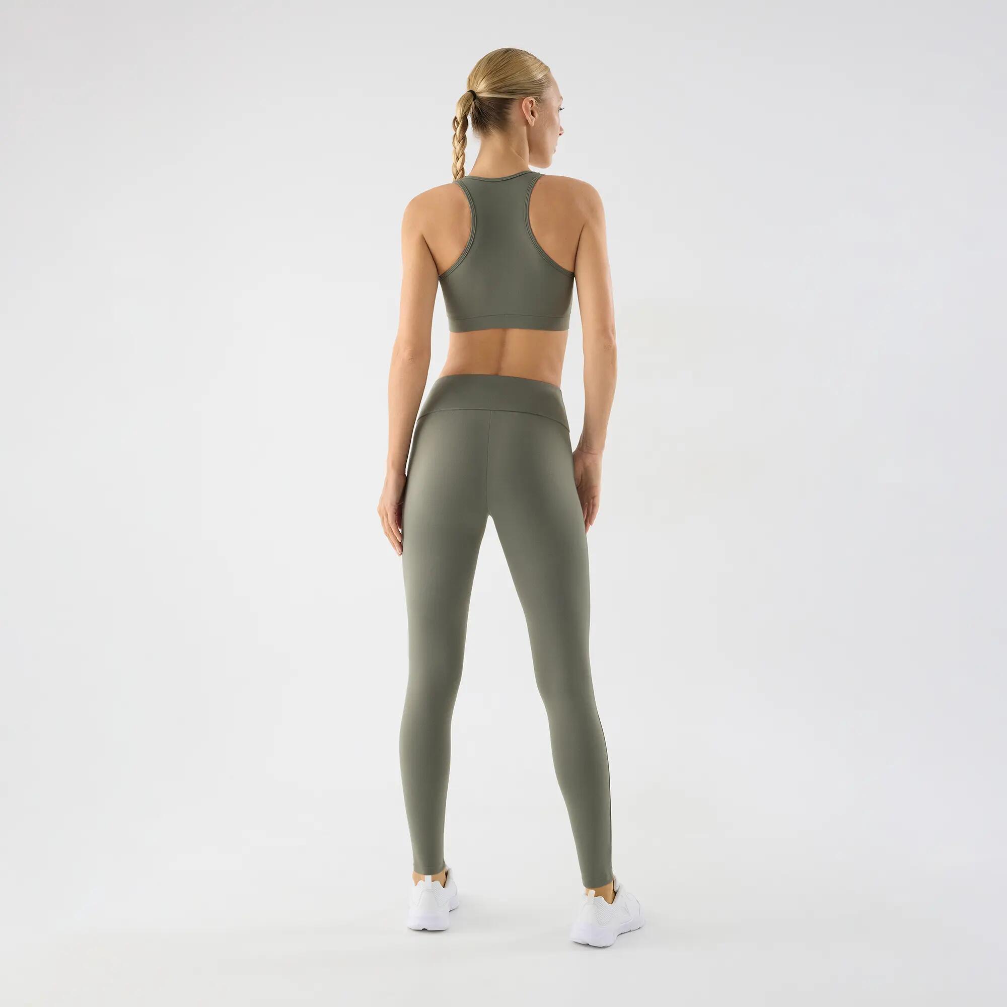 Leggings deportivos de tiro alto tacto algodonero verde 2/6