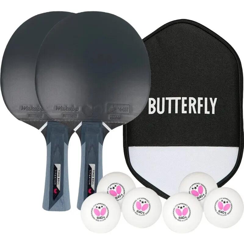Butterfly Timo Boll Titanium 2x Schläger + Hülle Cell Case II + 6x Bälle 1/7