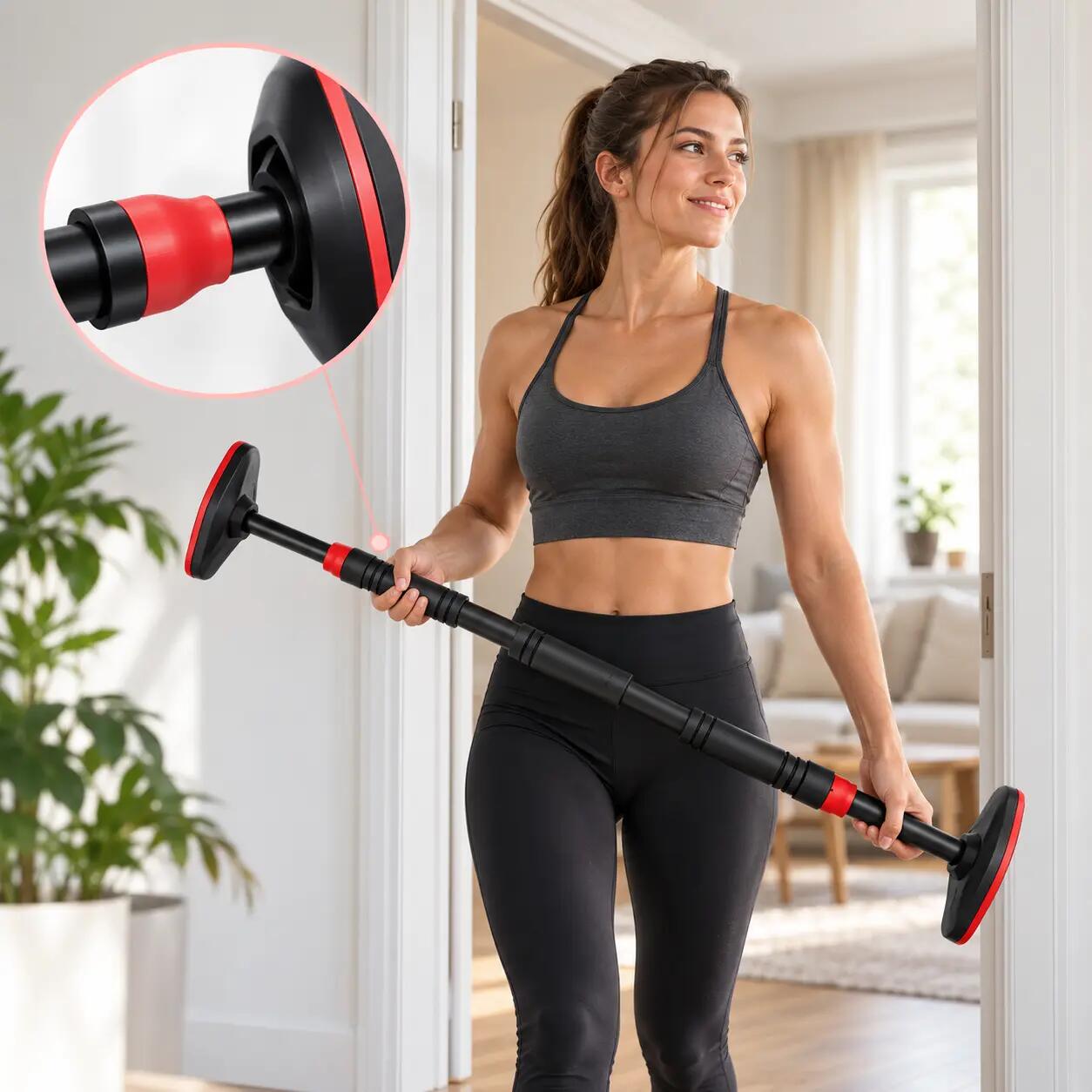 Drążek rozporowy do podciągania 70–90 cm z obejmami blokującymi 5/7