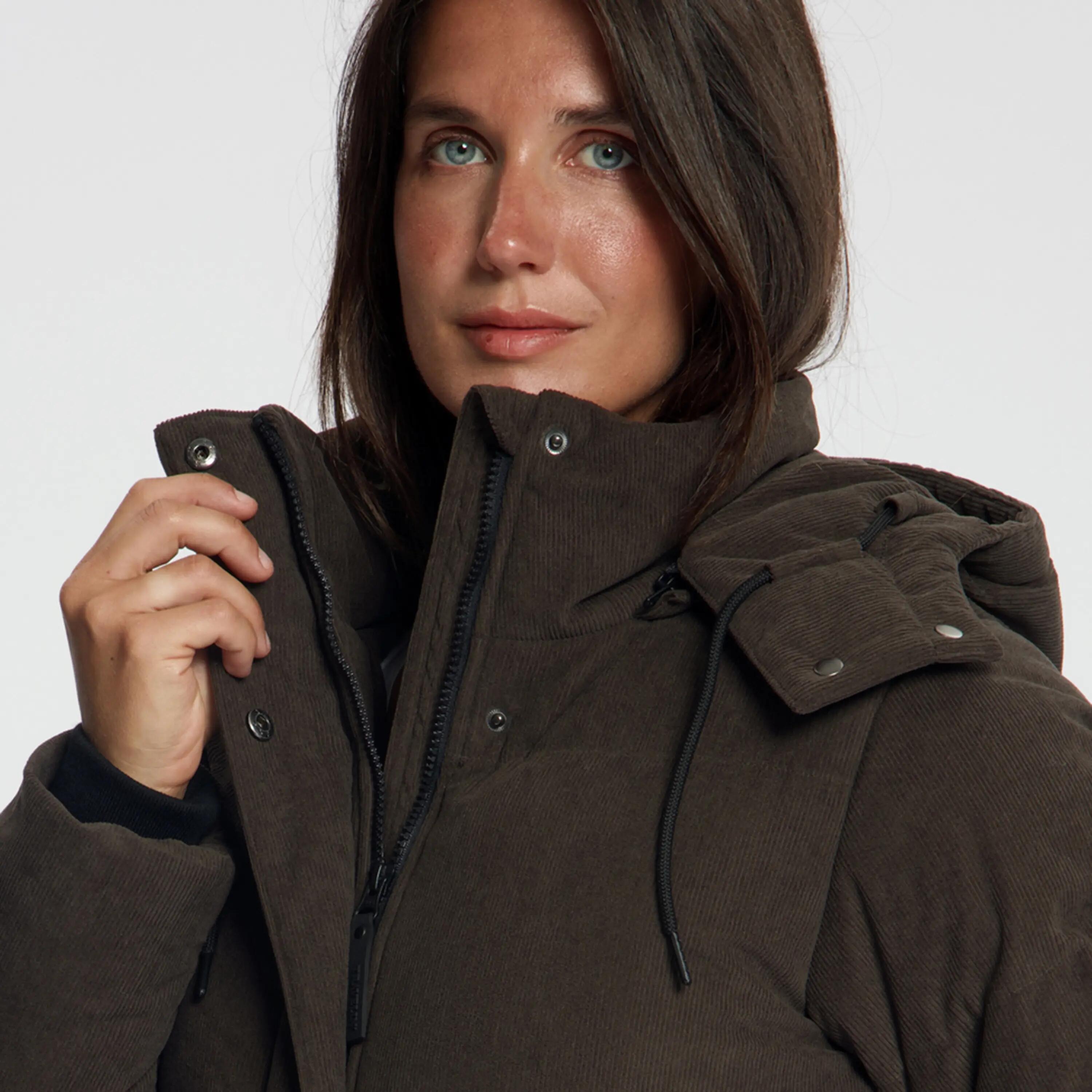 Ulvik Dames - Puffer winterjas - Corduroy - Donkerbruin 4/9
