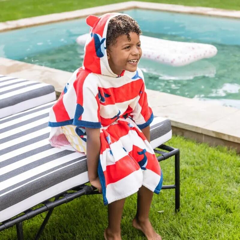 Poncho de plage rouge rayé 65 x 65 cm 2/6