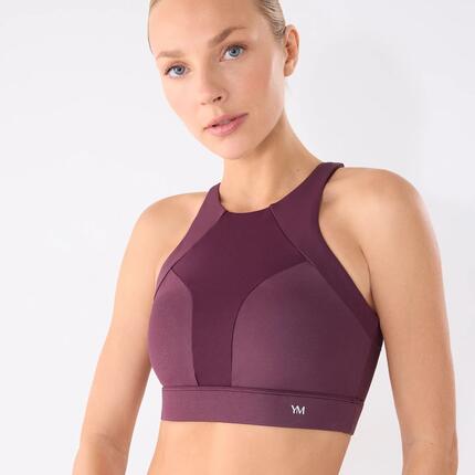 Soutien-gorge sport femme bordeaux rembourrage amovible effet métallisé