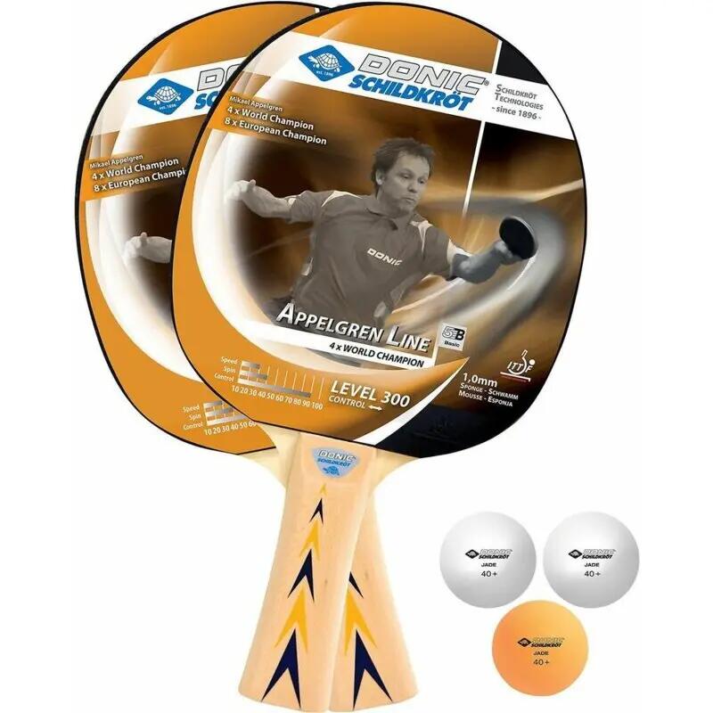 Schildkröt Appelgren 300 Table Tennis Set 2 Rackets 3 Balls Black