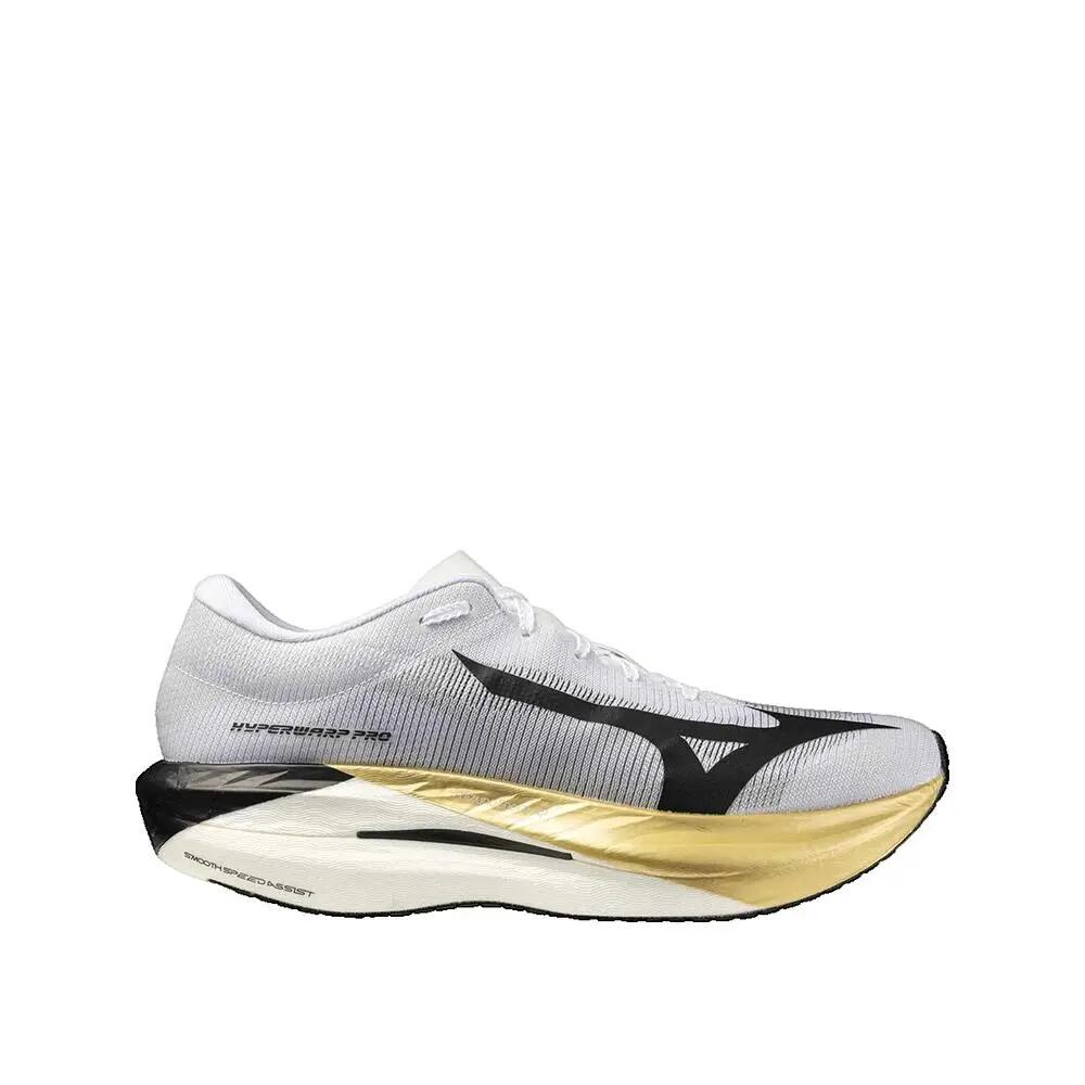 Sapatos de corrida Mizuno Hyperwarp Pro Branco/Preto/Dourado 6/7
