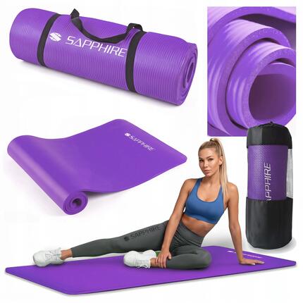 Mata do ćwiczeń fitness Sapphire SG-105 z pokrowcem i paskiem 15mm pianka NBR