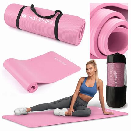 Mata do ćwiczeń fitness Sapphire SG-105 z pokrowcem i paskiem 15mm pianka NBR
