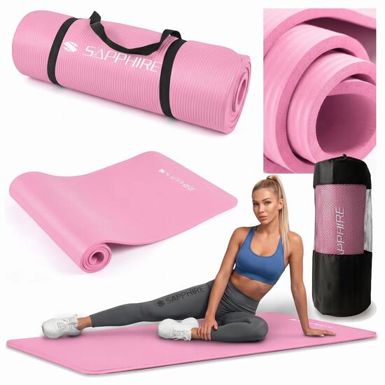 Mata do ćwiczeń fitness Sapphire SG-105 z pokrowcem i paskiem 15mm pianka NBR